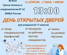 ДНИ ОТКРЫТЫХ ДВЕРЕЙ в Центре гигиены и эпидемиологии № 32 ФМБА России