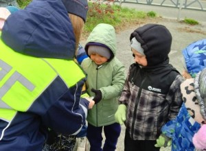 Сотрудники Госавтоинспекции провели акцию «Засветись» совместно с воспитанниками детского сада «Солнышко»