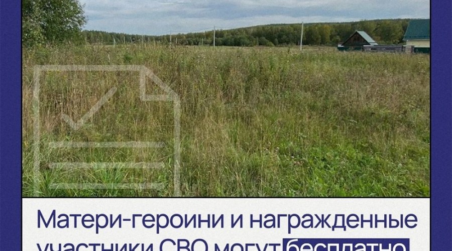Матери-героини и участники СВО из Свердловской области смогут бесплатно получить землю