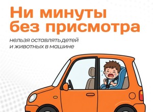 Памятка «Ни минуты без присмотра» напоминает о рисках оставления детей и домашних питомцев в автомобиле
