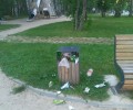 Уборка в экопарке Заречного: горожан просят не оставлять мусор рядом с переполненными урнами