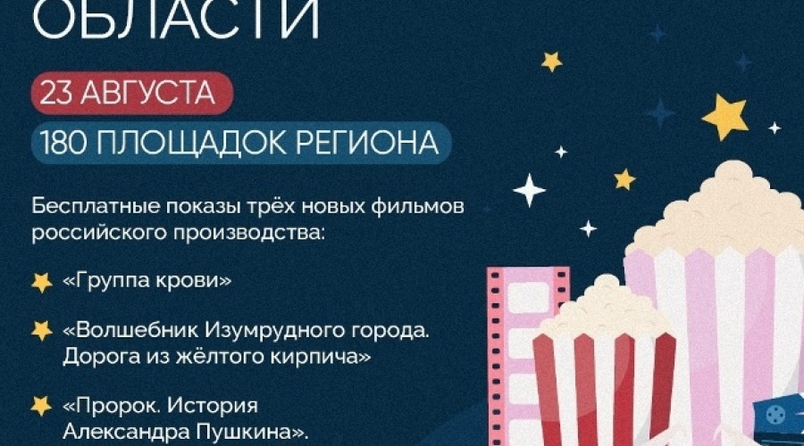 ЮБИЛЕЙНАЯ «НОЧЬ КИНО» пройдёт в субботу, 23 АВГУСТА на 180 площадках Свердловской области